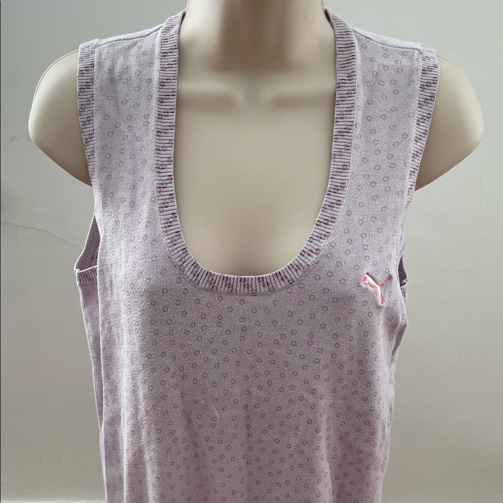 Puma Y2K lavender animal prints cotton preppy academia summer golf vest, size S